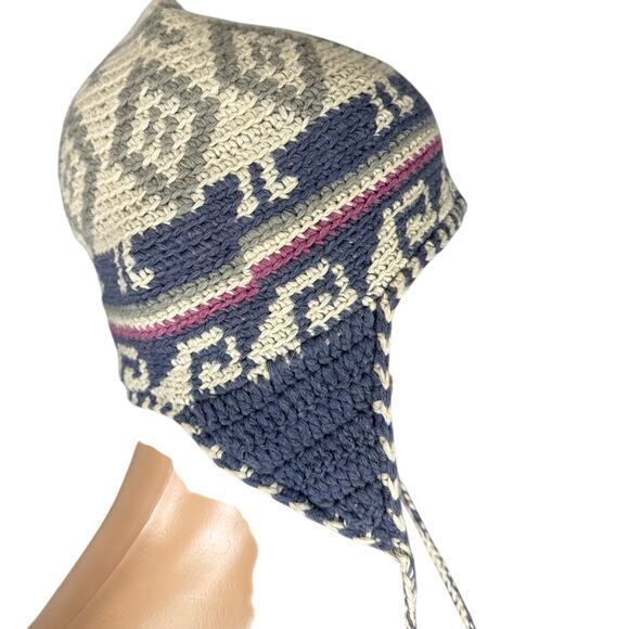 REI Knitted Wool Ear Flap Hat Felt Lined Fair Isle One Size Winter Outdoor Ski - Picture 1 of 7